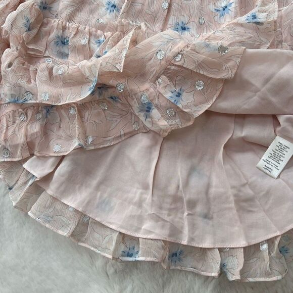 NWT Rebecca Taylor Silk Ruffle V Neck Mini Dress Pastel Pink Floral size S - Picture 10 of 13